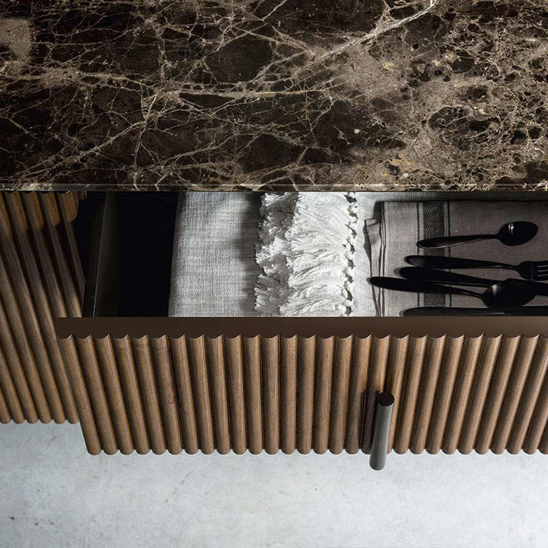 Modern Luxury Marble Top Sideboard Buffet Cabinet, Wood Storage Console for Living Room, Bedroom & Entryway
