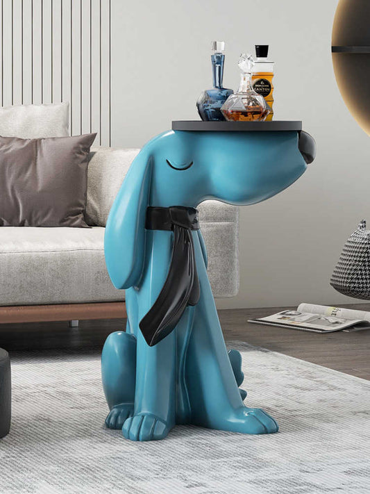 Large Creative Dog Tray Sculpture, Green Animal Side Table – Modern Living Room, Entryway, TV Stand Floor Decor, Housewarming Gift