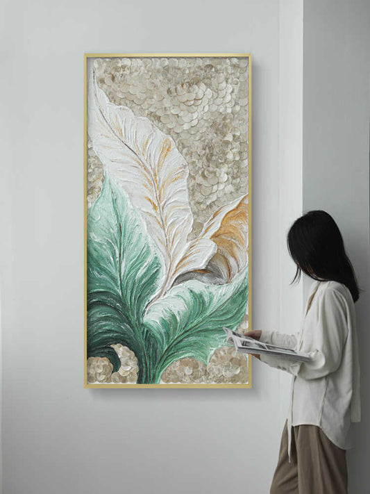 Original Hand-Painted Textured Oil Painting, Large Luxury Wall Art for Villa Living Room & Entryway
