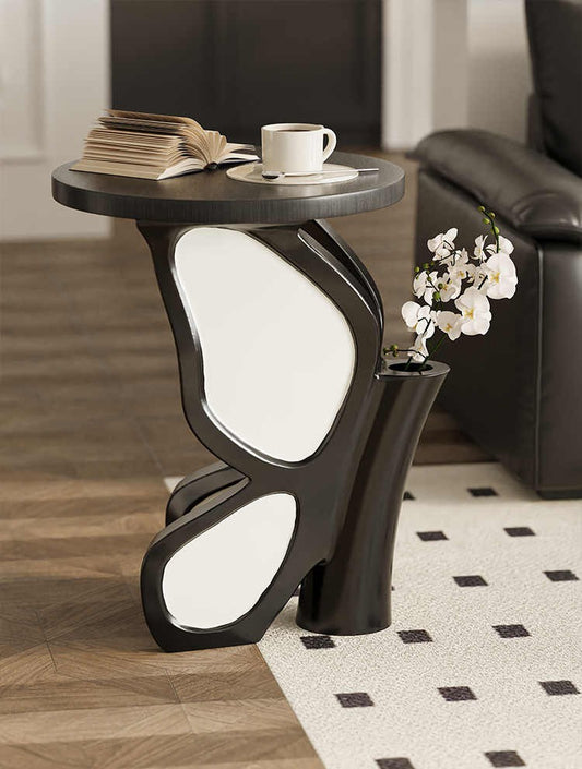 Luxury Butterfly Accent Side Table – Vintage Style End Table with Built-in Vase Holder, Retro Decorative Bedside Coffee Table for Living Room, Teacher's Gift, Housewarming Present