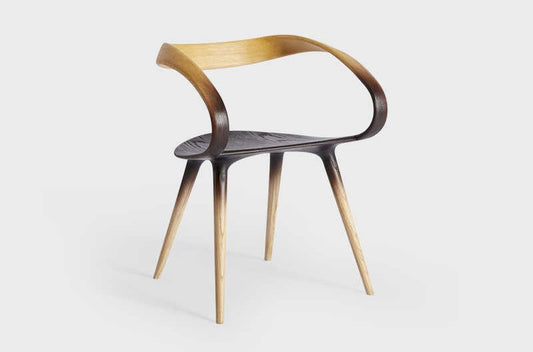 Mimi Village Designer Curved Wood Armrest Chair, Vintage Solid Wood Luxury Dining & Accent Chair