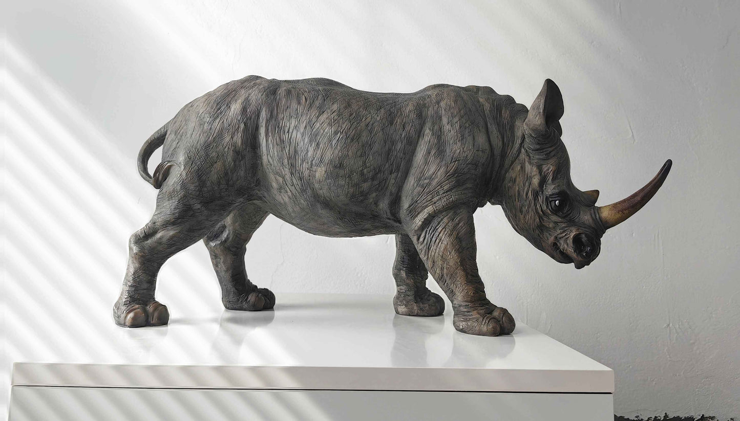 Premium Luxury Rhinoceros Sculpture – Museum-Quality Wildlife Figurine with Realistic Details, Contemporary Home Décor Statement Piece