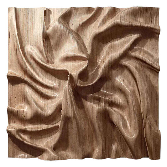 High-End Hand-Carved Solid Wood 3D Wall Relief Art, Luxury Hotel Lobby & Sales Gallery Installation, Sandstone Texture Hand-Painted Wall Panel – Unframed