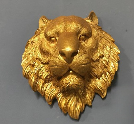 Gold Tiger Zodiac Animal Head Wall Decor, Sculpture for Entryway, Living Room, Bar, Indoor/Outdoor