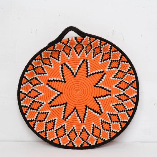 Moroccan Handmade Wall Basket, Chestnut Woven Plate, Decorative Storage Tray