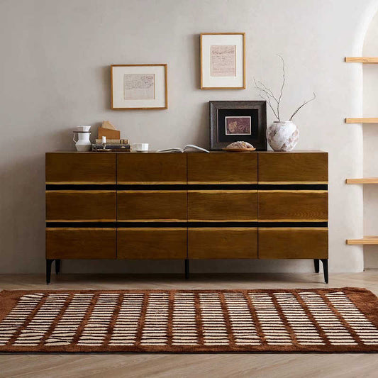 Vintage Oak Sideboard, Industrial Solid Wood & Metal Buffet, Modern Entryway Console Cabinet