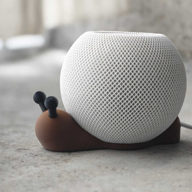 Cute Snail HomePod Mini Stand, Silicone Anti-Slip Shock Absorbing Desktop Base for Apple Smart Speaker