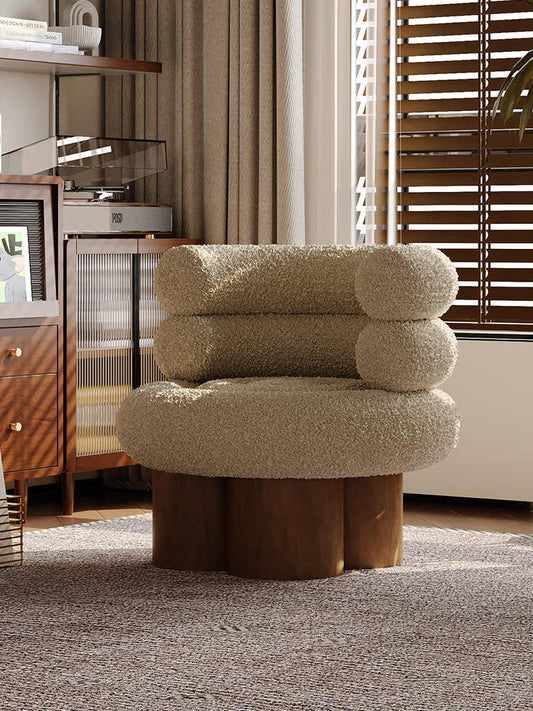 Marshmallow Cloud Accent Chair, Modern Boucle Cream Lounge Sofa, Designer Teddy Fleece Single Chair for Living Room