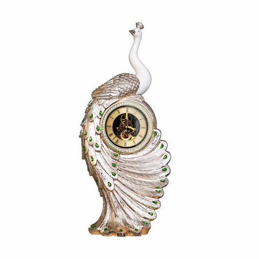 Luxury Rose Gold Peacock Clock – Large Resin Floor Standing Decorative Timepiece for Living Room, Entryway, or Hotel Lobby