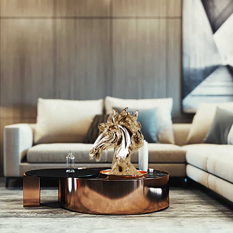 Rose Gold Horse Head Sculpture – Luxury Resin Bust Figurine for Living Room, Entryway, or Art Display