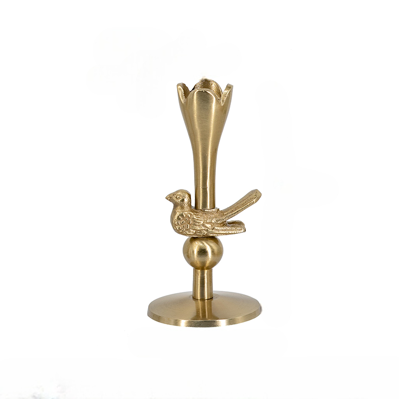 Gold Bird Tulip Candle Holder – Handcrafted Aluminum Art Decor, Romantic Hotel Table, Dining & Home Ambience