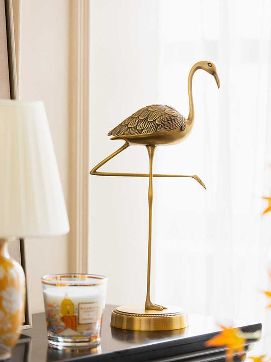 Solid Brass Crane Towel & Tissue Stand, Free-Standing Bird Sculpture Holder for Bathroom, Vanity, or Living Room, Luxury Statue