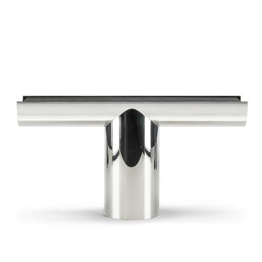 Italian Minimalist Stainless Steel Console Table, Modern Entryway Wall Table with Black Ash Top