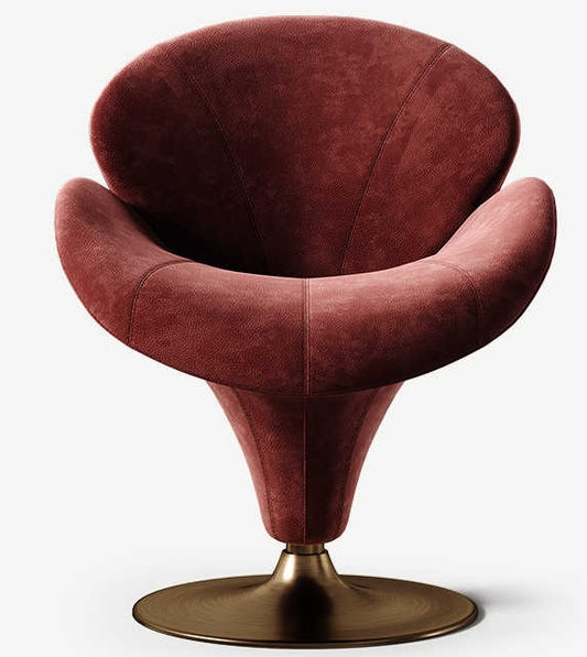 VISN Italian Luxury Leather Vanity Chair with Backrest – Modern Designer Swivel Accent Chair, Upholstered Makeup Stool for Bedroom, Dressing Room, Contemporary Furniture
