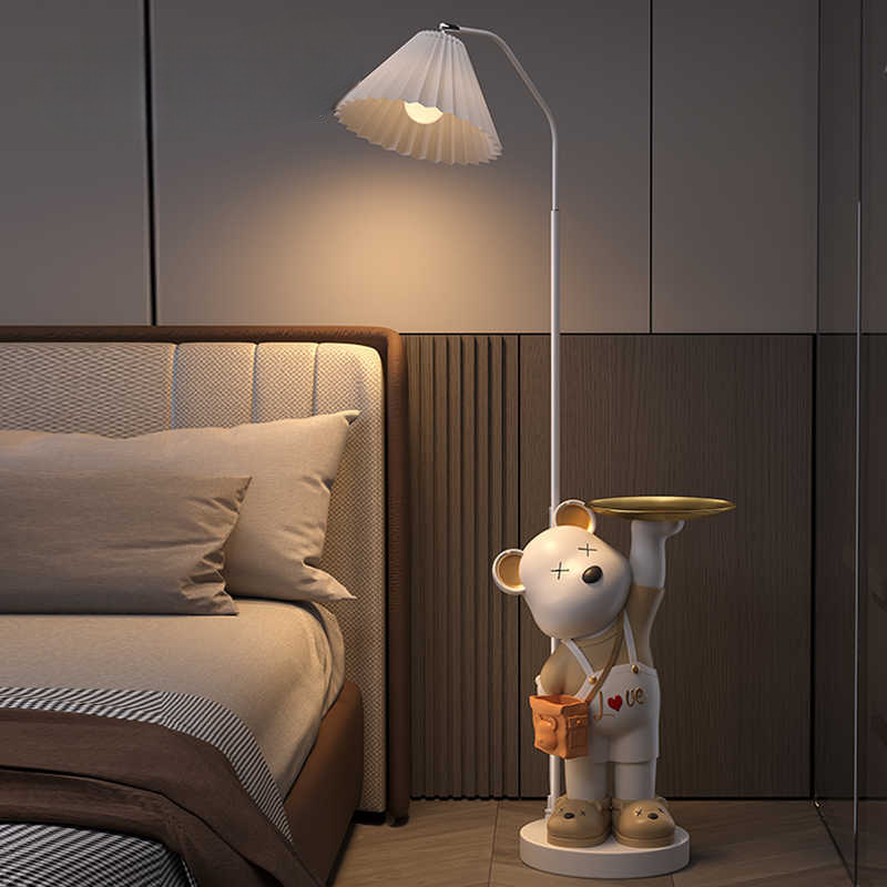 Bear Floor Lamp with Storage Tray, Cute Modern Standing Light for Living Room, Bedroom, Sofa Side