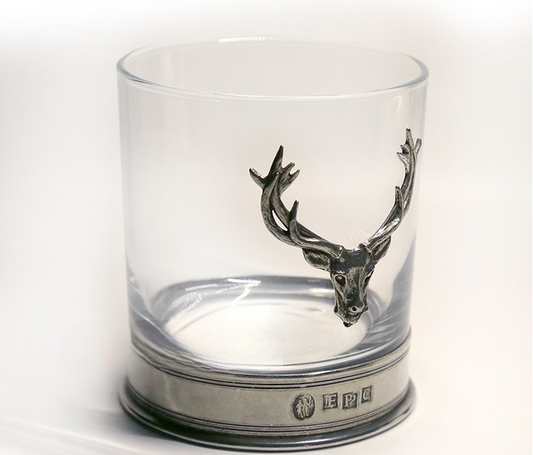 Whiskey Glass 312ml – Wide-Mouth Tumbler with Heavy Base, Handcrafted Deer Motif, Gift Boxed