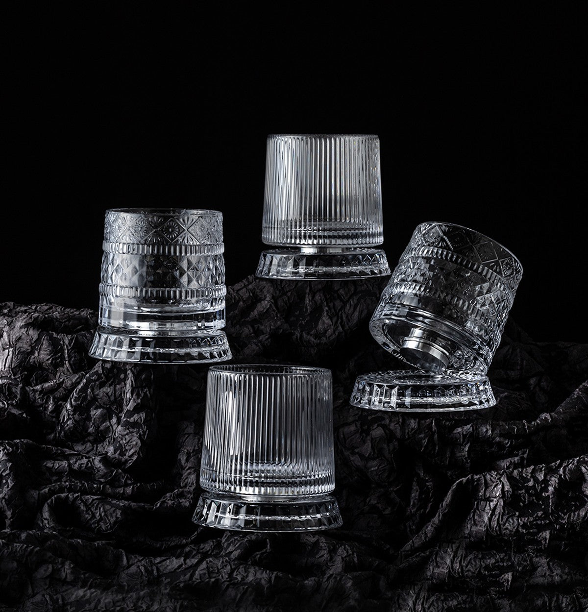 Crystal Whiskey Glass Set, 6 PCS – Gift Boxed Luxury Old Fashioned Tumblers, Handcrafted Stripe & Star Diamond Pattern, 250ml Premium Glassware