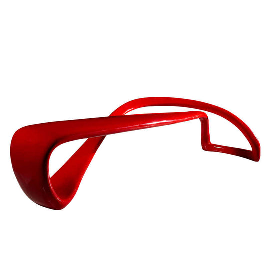 E-Turn Bench Modern Sculptural Outdoor Low Stool, Red Plastic Fiberglass Minimalist Designer Butterfly Bench