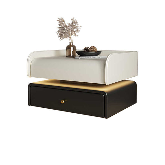 Smart Floating Nightstand – Modern Cream Minimalist Design with Wireless Charging & LED Accent Lighting, Password Lock Security