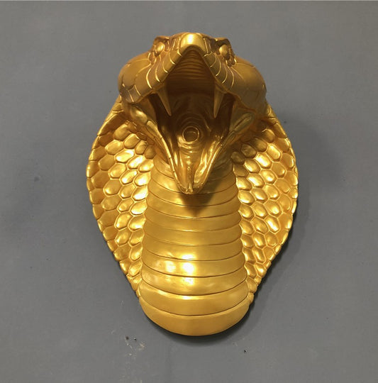 Gold Snake Zodiac Animal Head Wall Decor, Sculpture for Entryway, Living Room, Bar, Indoor/Outdoor