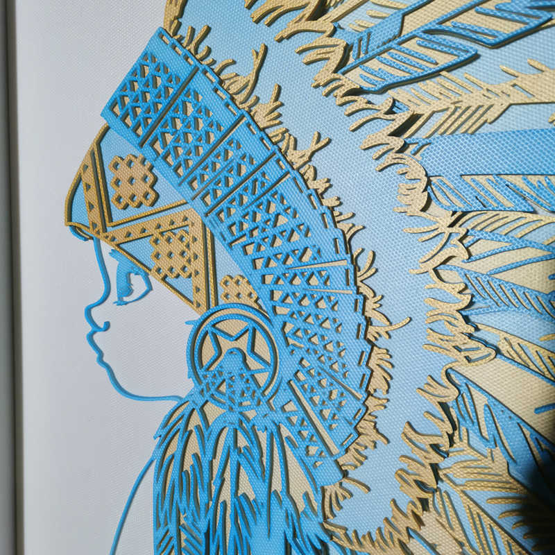 Luxury 3D Enamel Girl Wall Art – KT Board Laser Cut Portrait, Modern Minimalist Living Room, Corridor, Dining, Framed