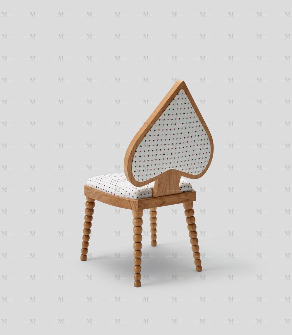 Heart-Shaped Vintage Dining Chair Set, Cream Style Solid Wood Frame with Polka Dot Upholstery, Designer Furniture for Restaurants & B&Bs