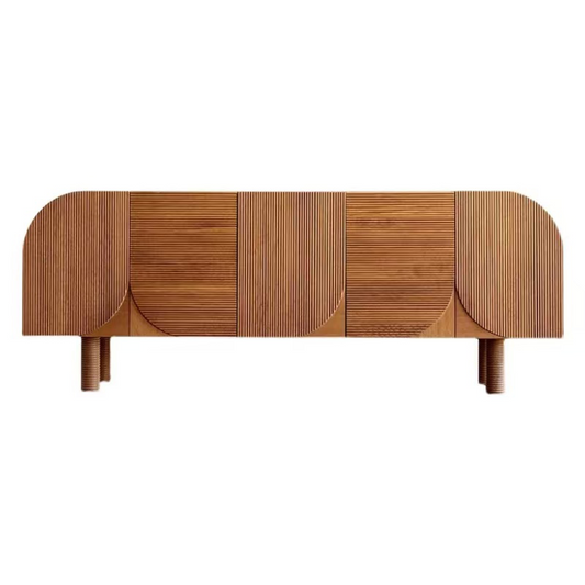 Wabi-Sabi Designer Solid Wood Sideboard – Modern Vintage Natural TV Console, Entryway Accent Cabinet, Four-Door Storage Buffet for Living Room, Dining Room, or Hotel