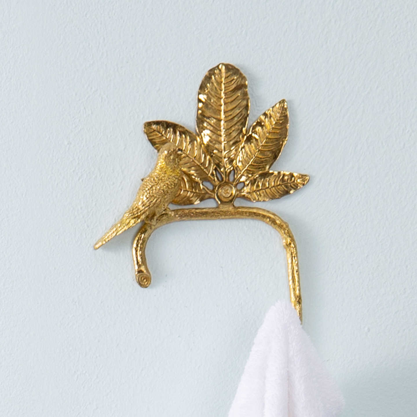 Brass Bird Wall Hook – Decorative Gold Towel Hook for Bathroom, Bedroom, Hotel Closet, or Entryway Organization