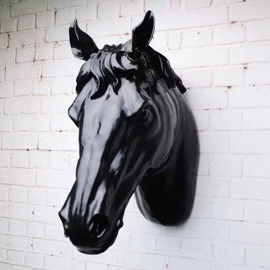 Horse Head Wall Decor, 3D Sculptural Resin Ornament for Living Room, Creative Luxury Home Accent