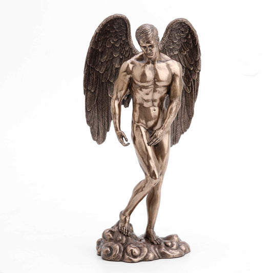 Nude Male Angel Figurine – Bronze Finish Artistic Sculpture, Luxury Decor Accent for Living Room, Study, Gift