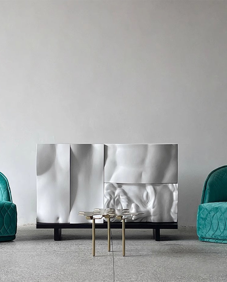 Italian Designer "Hercules" Sculptural Credenza, 3D Art Sideboard with Drawers, Entryway & Living Room Storage Cabinet