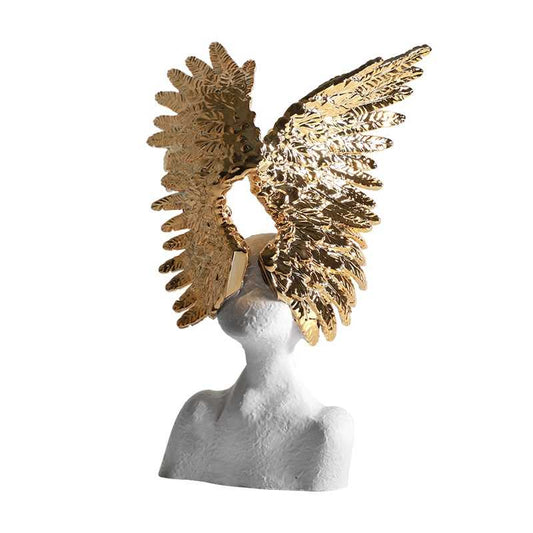 Modern Angel Wing Resin Sculpture | Light Luxury Decorative Bust for Entryway, Living Room, and Sales Center