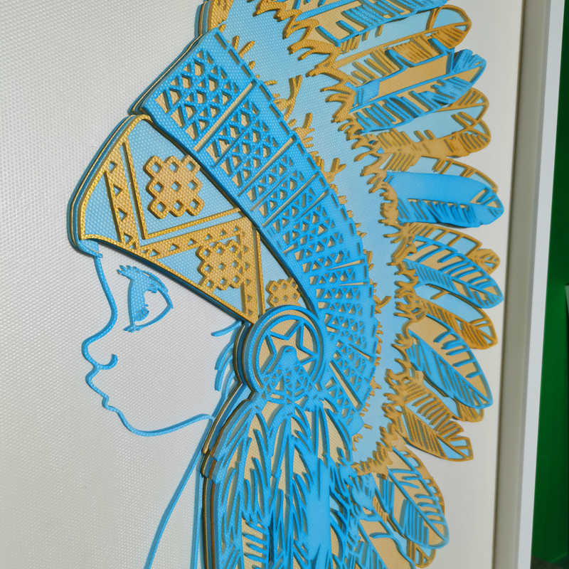 Luxury 3D Enamel Girl Wall Art – KT Board Laser Cut Portrait, Modern Minimalist Living Room, Corridor, Dining, Framed
