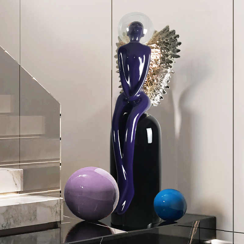 Modern Abstract Human Sculpture, Tall Minimalist Art Figurine for Hotel Lobby, Living Room & Showroom Decor, Unique Floor Statue Accent 39" High