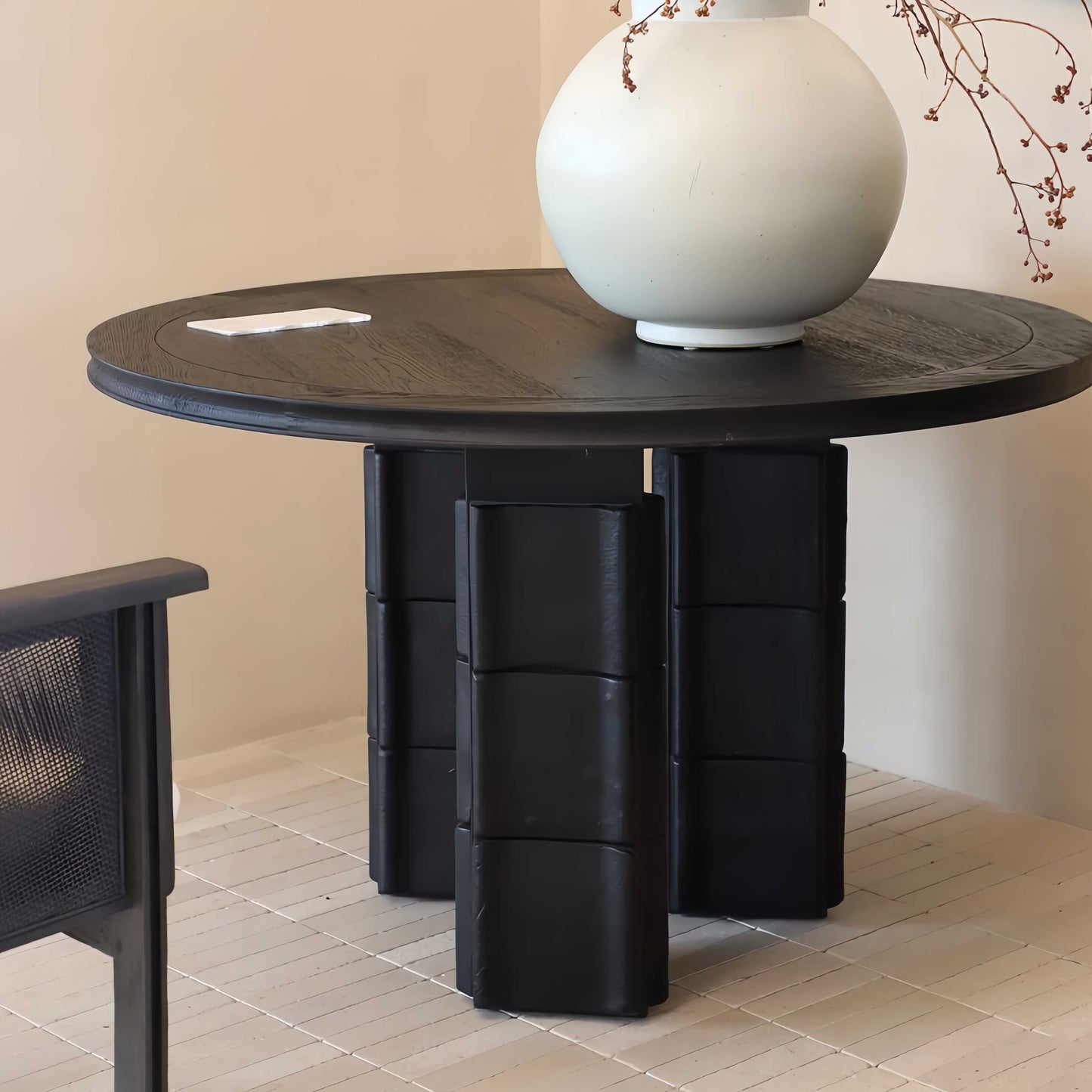 Vintage Solid Wood Round Dining Table, Designer Table for Home, Living Room, or Café