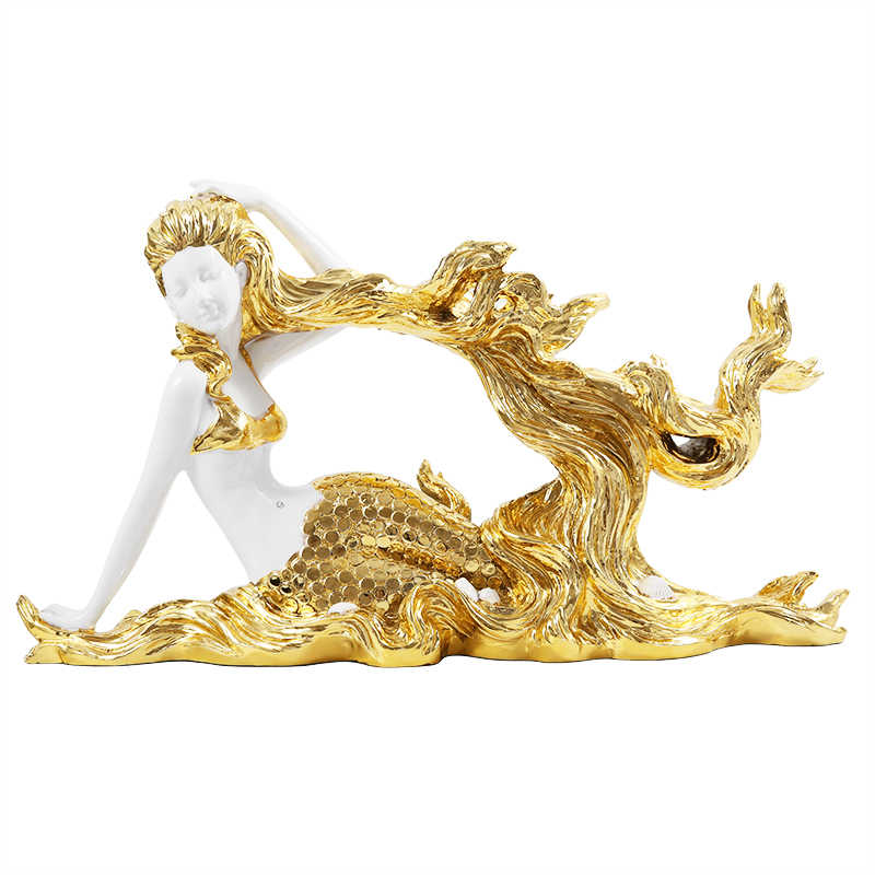 Luxury Gold Mermaid Wine Rack – Artistic Resin Decorative Holder for Living Room, TV Cabinet, or Bar Decor