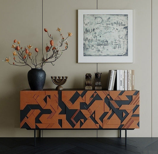 Mid-Century Modern Entryway Sideboard Cabinet, Vintage Creative Designer Buffet for Living Room & Hallway