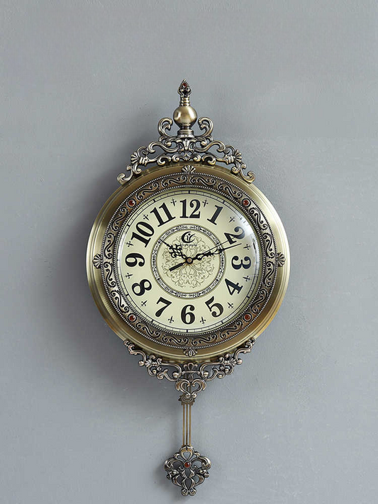 Retro Luxury Wall Clock – Grand Decorative Living Room Pendulum Wall Clock