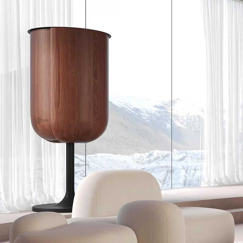 Italian Designer Petal-Shaped Wine Cabinet with Walnut Wood Frame, Luxury Floating Wine Storage for Villa & High-End Homes