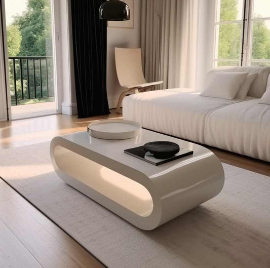Modern Minimalist Designer Coffee Table, Luxury Creative Oval Center Table, High-End Living Room