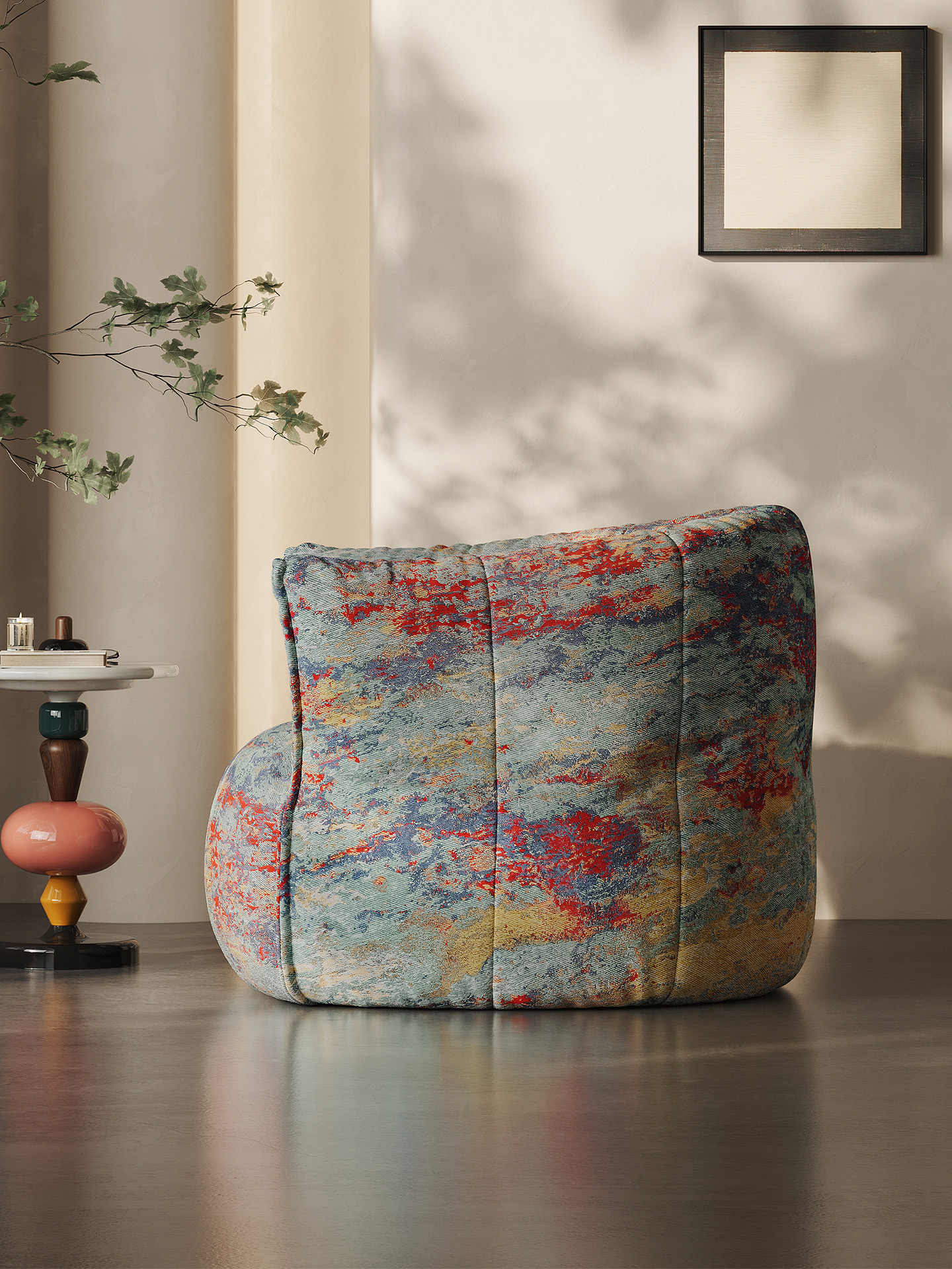 Italian Ultra-Minimalist Danxia Lounge Chair – Nordic Luxury Design with Bmigantin Silk Jacquard & 80D Shaped Cotton, Contemporary Accent Seating