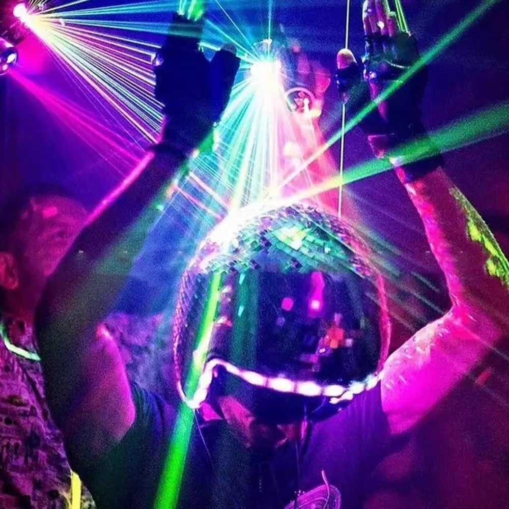 Professional Mirror Ball Disco Helmet – Reflective Party Festival Headwear for Events, Performances, and Rave Costume Accessory