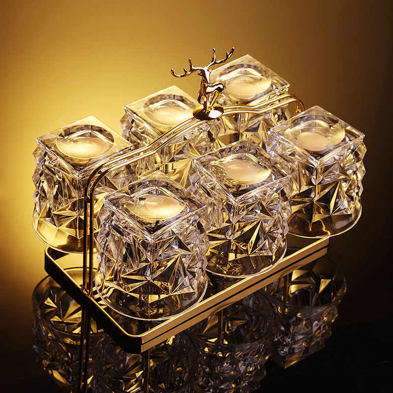 Creative Crystal Whiskey Glasses Set, Luxury Vintage Diamond-Cut Bar Tumblers for Home & Cocktail Use