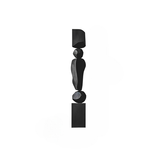 Large Abstract Black Wood Sculpture, Modern Artistic Floor Decoration for Hotel Lobby, Luxury Home, Gallery, Reception, or Staircase