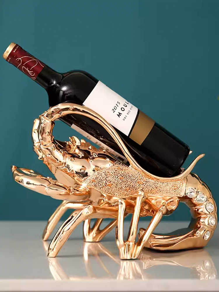 Luxury Lobster Wine Bottle Holder – Unique Resin Bar Centerpiece for Living Room, Cabinet, Housewarming Gift