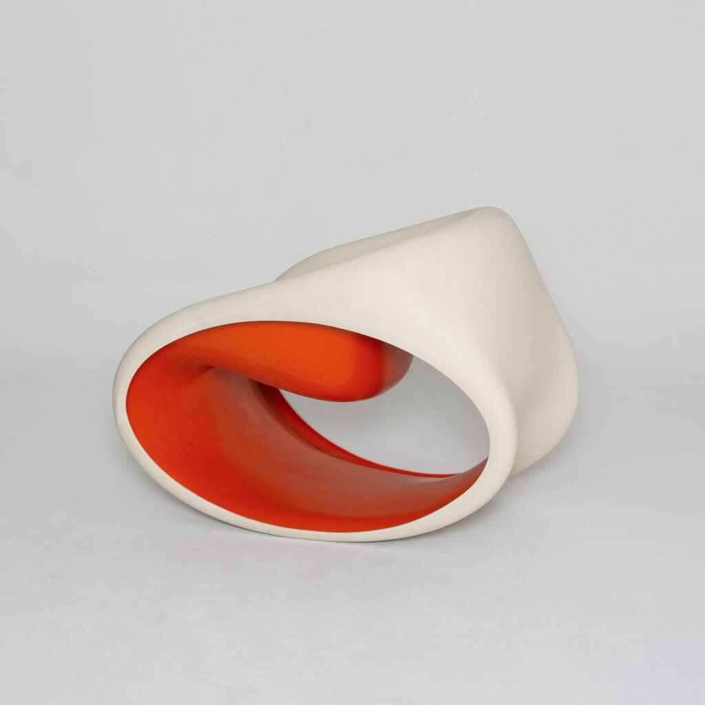 Creative Fiberglass Hollow-Out Lounge Chair, Modern Orange Sculptural Rocking Accent for Villa, Reception, or Sales Office