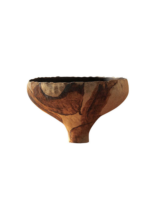 Handmade Ceramic Art Vase – Vintage Wabi-Sabi Style Pottery, Large Artistic Flower Vessel, Designer Table Centerpiece for Living Room, Tea Room, Hotel Decor