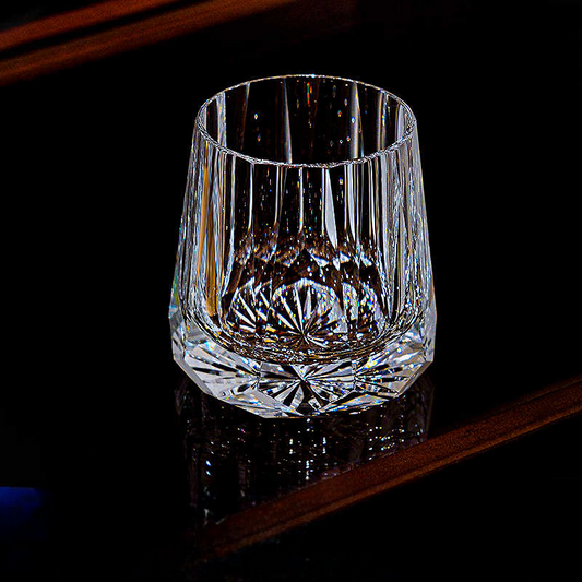 Diamond Cut K9 Lead-Free Crystal Whiskey Glass 215ml – Vintage Handcrafted Old Fashioned Tumbler, Durable Transparent Barware in Gift Box