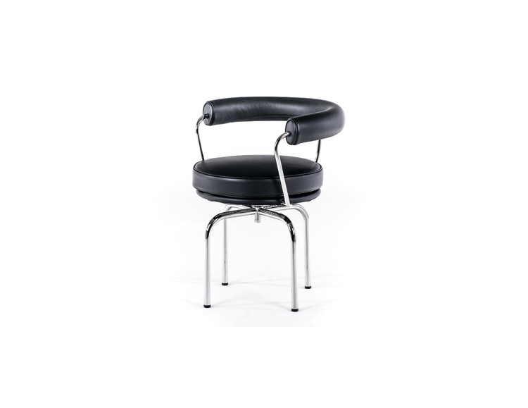 Modern Swivel Armchair, Bauhaus Designer Black Faux Leather Reception Chair for Living Room, Office, Meeting Area