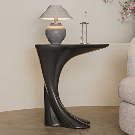Modern Sculptural Waltz Side Table – Contemporary Art-Inspired End Table, Curved Black Accent Table, Designer Living Room Furniture for Sofa, Bedroom, Office